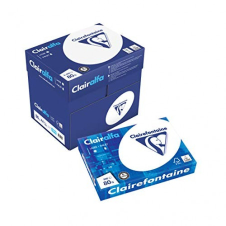 Lot de 5 Ramettes de papier blanc Clairalfa A4 80g/m² 500 Feuilles