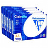 Lot de 5 Ramettes de papier blanc Clairalfa A3 90g/m² 500 feuilles