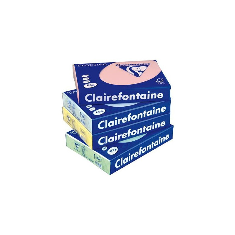 Lot de 5 Ramettes papier couleur TROPHEE A4 80g/m² 500F Col au choix