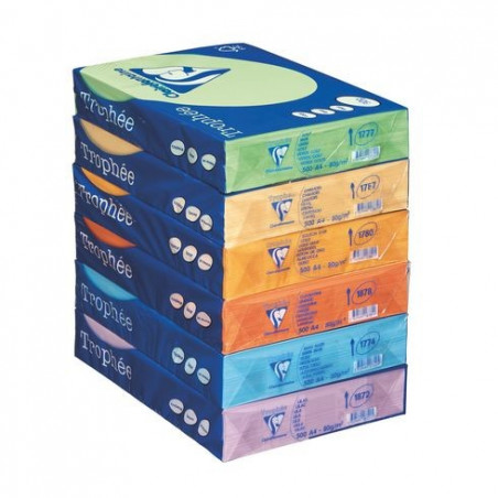 Lot de 5 Ramettes papier couleur TROPHEE A4 80g/m² 500 feuilles Coloris au choix