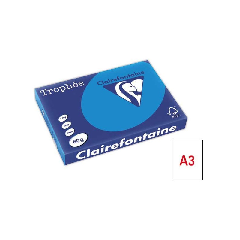 Lot de 5 Ramettes papier couleur TROPHEE A3 80g/m² 500F Coloris au choix