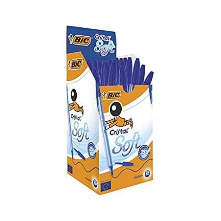 Boîte de 50 stylos Bille BIC Cristal Soft - Bleu