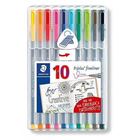  Pochette de 10 Feutres d'ecriture Triplus STAEDTLER Pointe extrafine 4 Coloris au choix 