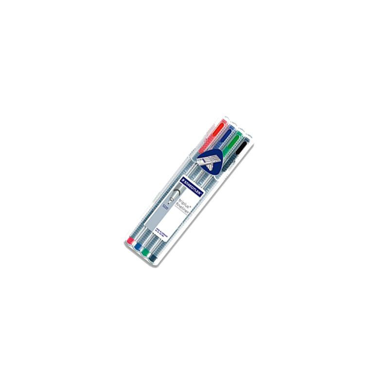  Pochette de 4 Feutres d'ecriture Triplus STAEDTLER Pointe extrafine Couleurs assorties 