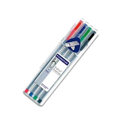  Pochette de 4 Feutres d'ecriture Triplus STAEDTLER Pointe extrafine Couleurs assorties 