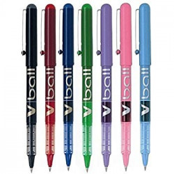  Boîte de 12 Rollers encre liquide V-Ball 0,5 pointe fine 7 couleurs au choix 