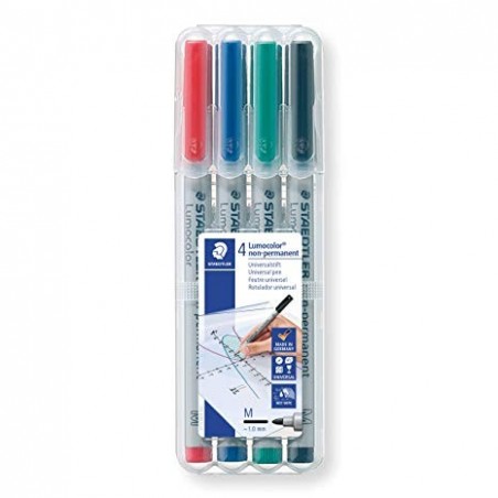  Pochette de 4 Feutres non permanent Lumocolor STAEDTLER Pointe biseautée Coul Ass 