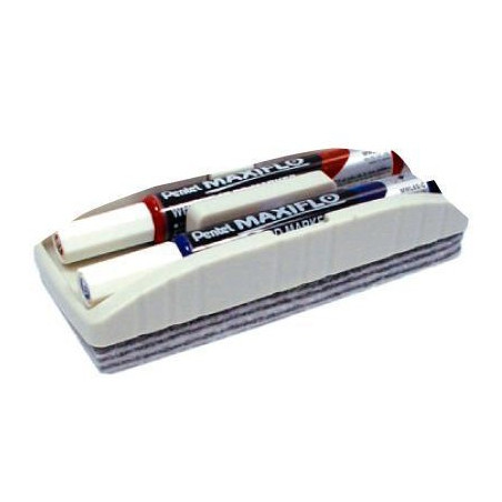  2 Marqueurs pour tableaux PENTEL Maxiflo + Brosse (Ass: 2 coul) 