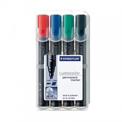 Pochette de 4 Marqueurs permanents Lumocolor STAEDTLER Pointe ogive (Ass)