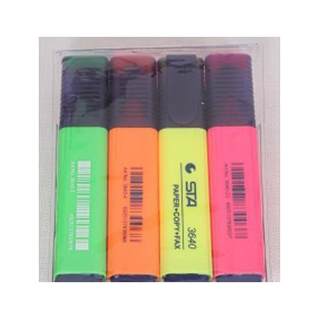  Pochette de 4 fluorescents STA pointe bizeautée (Ass: 4 coul) 