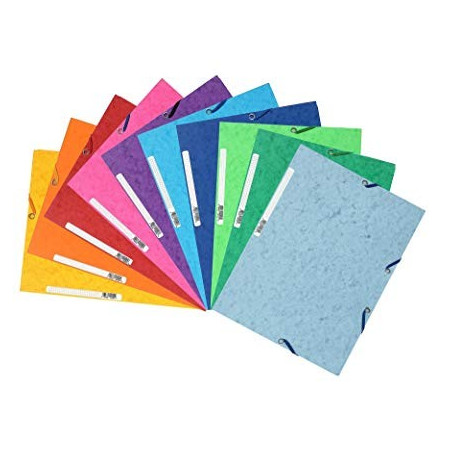 Paquet de 25 Chemises à élastiques EXACOMPTA 3 rabats 400g/m² 24x32 Couleurs Assorties 