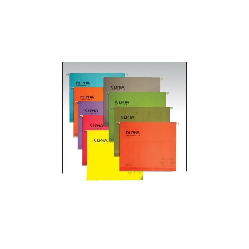  Lot de 50 Dossiers suspendus Kraft ALPHA (9 Couleurs au choix) 