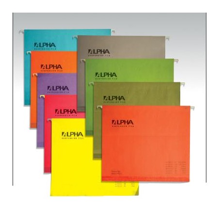  Lot de 50 Dossiers suspendus Kraft ALPHA (9 Couleurs au choix) 
