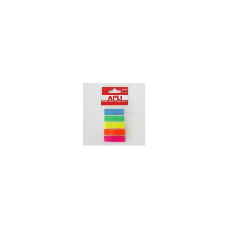  Lot de 5 pochettes de 50 index APLI auto-adhésifs 12x45 mm Coloris fluos 