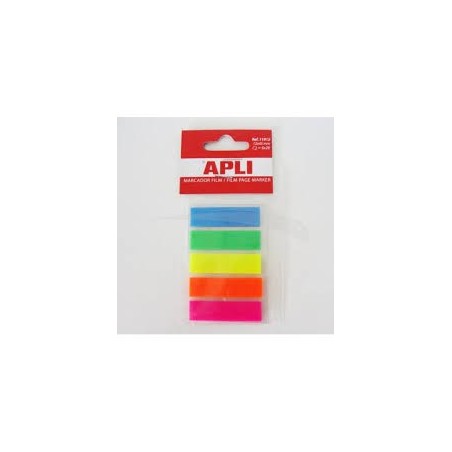  Lot de 5 pochettes de 50 index APLI auto-adhésifs 12x45 mm Coloris fluos 