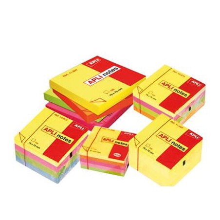  Lot de 5 Blocs notes repositionnables Apli-Notes 51x51 mm 250 feuilles 5 Coul Fluo 