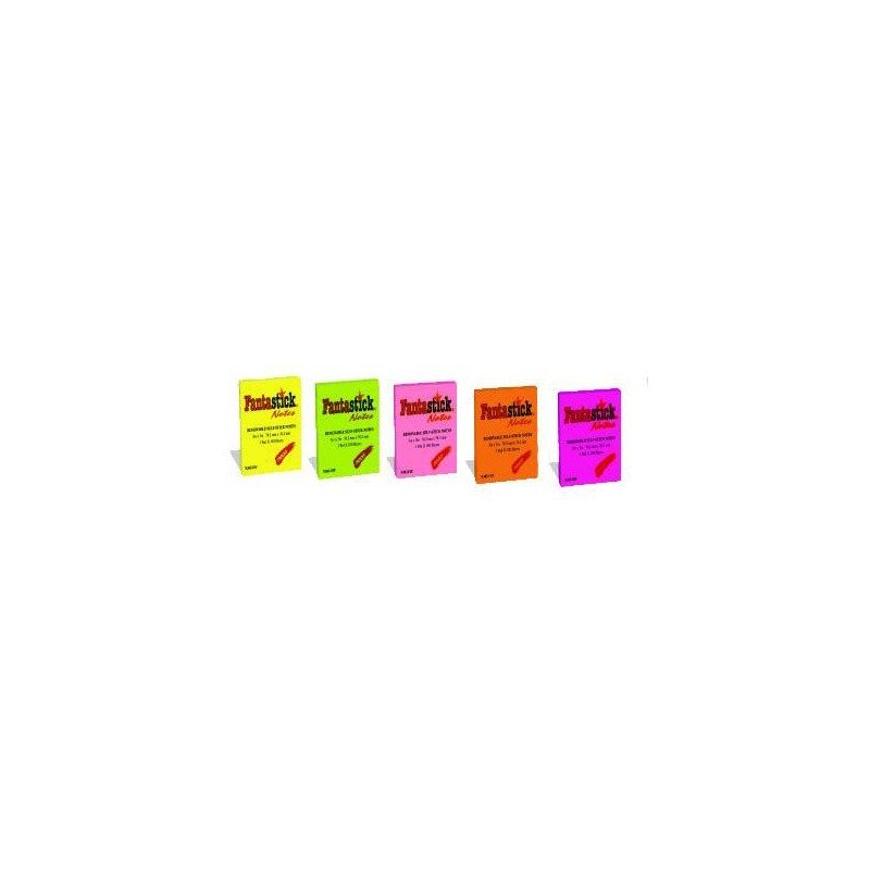  Lot de 12 notes repositionnables Fantastick Fluorescentes 76.2x76.2 mm (5 Coloris au choix) 