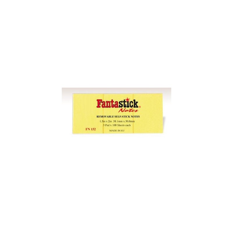  Lot de 12 notes auto-adhésives Fantastick 38.1 x 50.8 mm Coul Jaune 