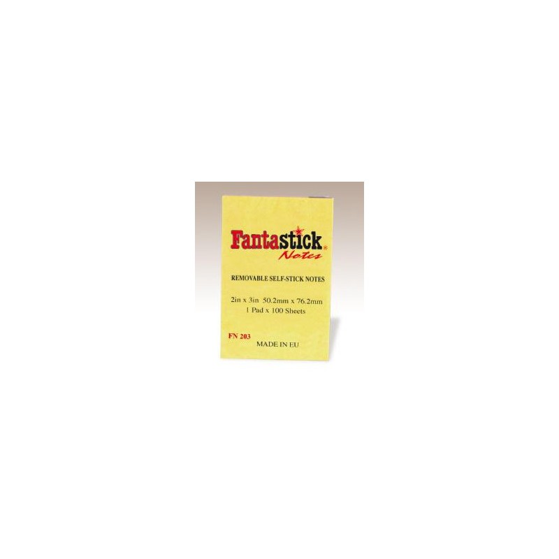  Lot de 12 notes auto-adhésives Fantastick 50.8 x 76.2 mm Coul Jaune 