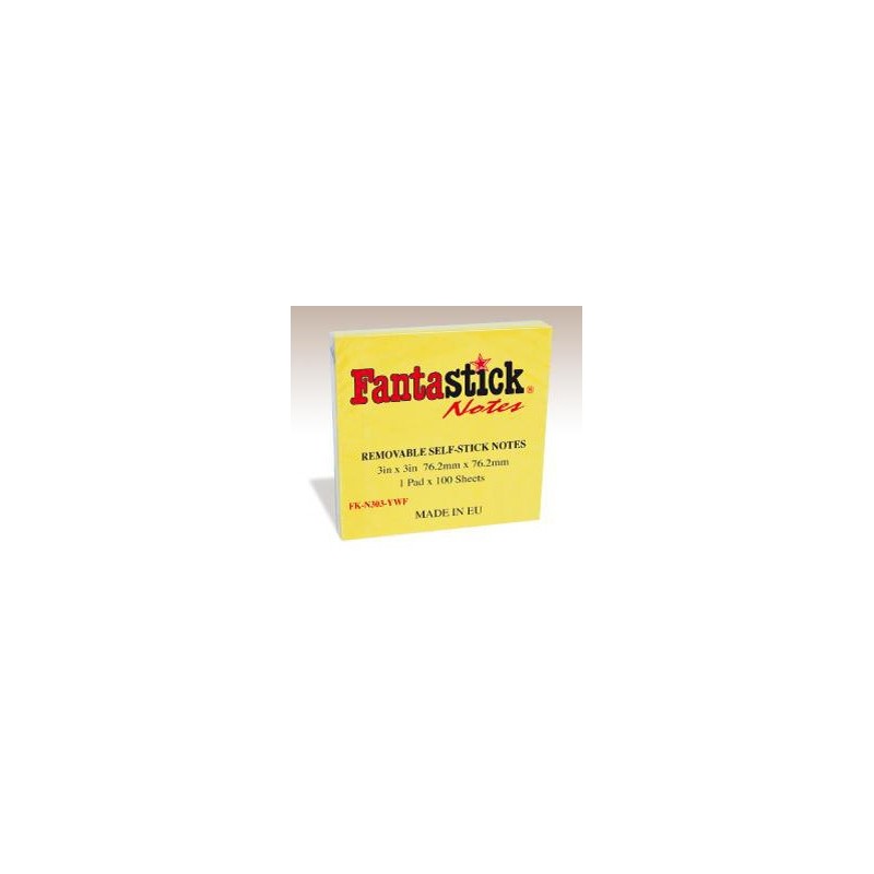  Lot de 12 notes auto-adhésives Fantastick 76.2 x 101.6 mm Coul Jaune 