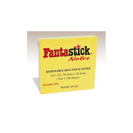  Lot de 12 notes auto-adhésives Fantastick 76.2 x 101.6 mm Coul Jaune 