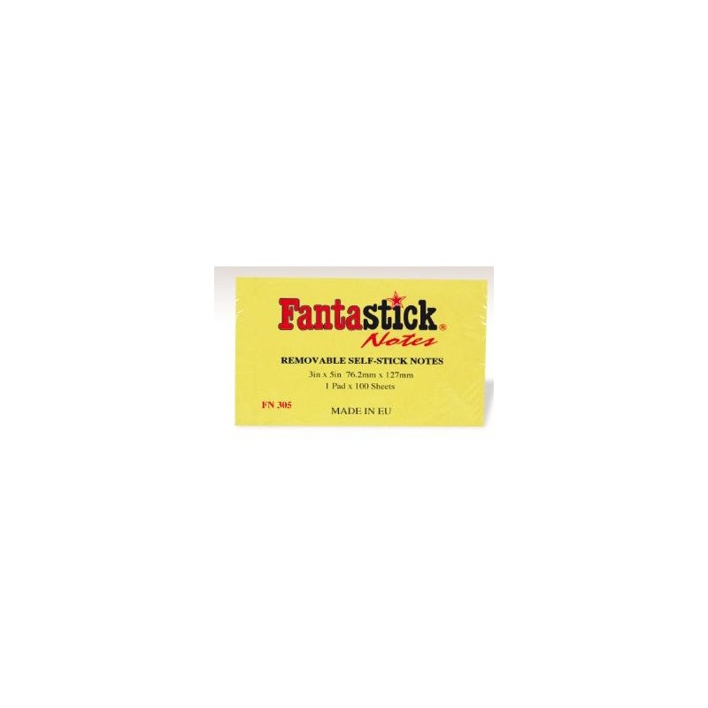 Lot de 12 notes auto-adhésives Fantastick 76.2 x 127 mm Coul Jaune 