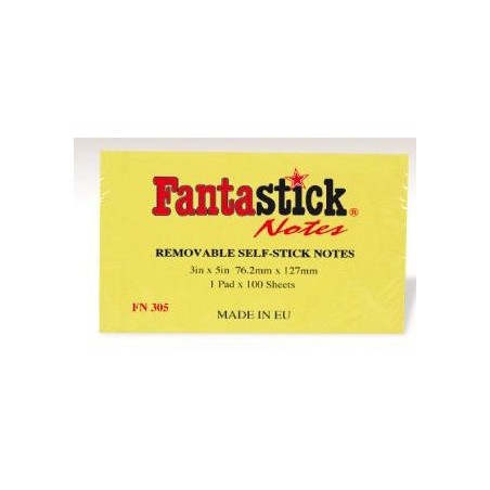  Lot de 12 notes auto-adhésives Fantastick 76.2 x 127 mm Coul Jaune 