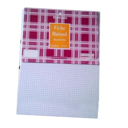  Paquet de 100 fiches bristol A4 Quadrillé 5x5 mm Coloris au choix 240g 