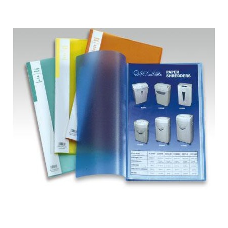  Lot de 12 Porte-Vues transparents Alpha avec 20 pochettes A4 Coul assorties 