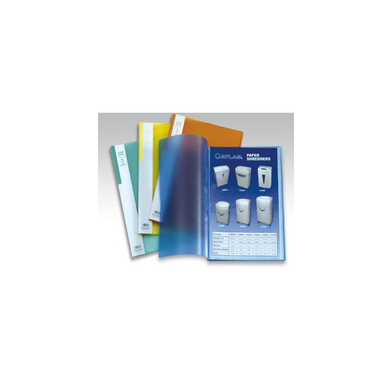  Lot de 12 Porte-Vues transparents Alpha avec 40 pochettes A4 Coul assorties 
