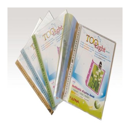  Lot de 12 Porte-Vues transparents rechargeables Alpha de 10 pochettes A4 Coul ass 