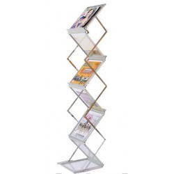  Porte Brochure ZIG ZAG portable recto-verso en Aluminium gris mat 