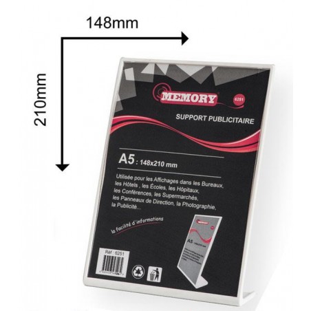 Support publicitaire en plastique A5 Memory 210mmx148mm 