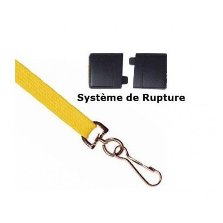  Lot de 20 Cordons en polyester tube 10 mm à mousqueton métal avec système de rupture 