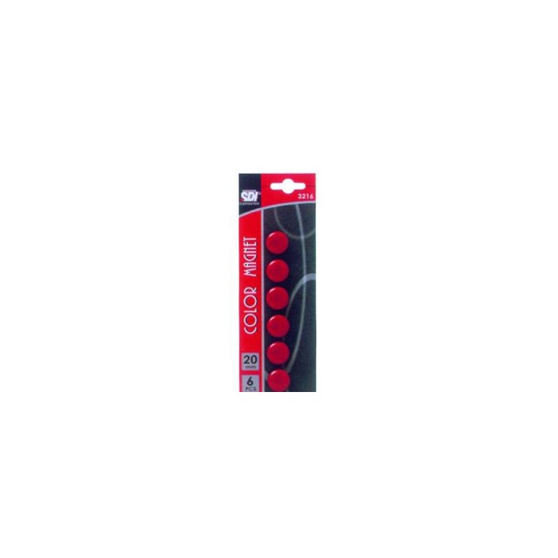  10 blisters de 6 aimants SDI Ø 20 mm (Coul rouge) 