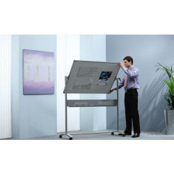  TABLEAU BLANC MOBILE PIVOTANT EMAILLE MAGNETIQUE NOBO 1200 X 1500 mm 