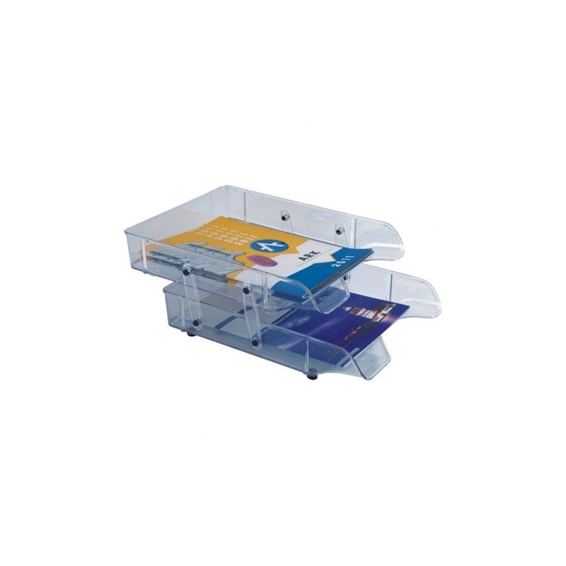  Corbeille à courrier ARK en plastique transparent 2 Niveaux 