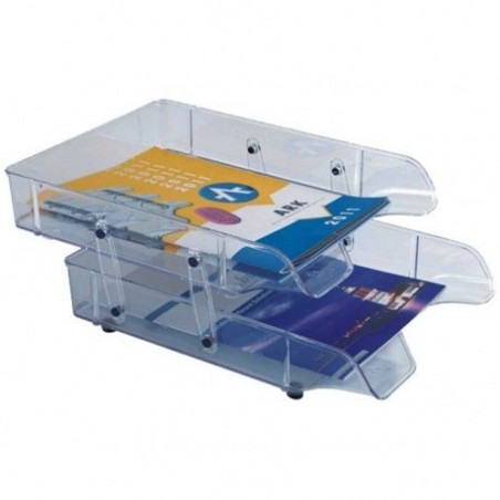  Corbeille à courrier ARK en plastique transparent 2 Niveaux 