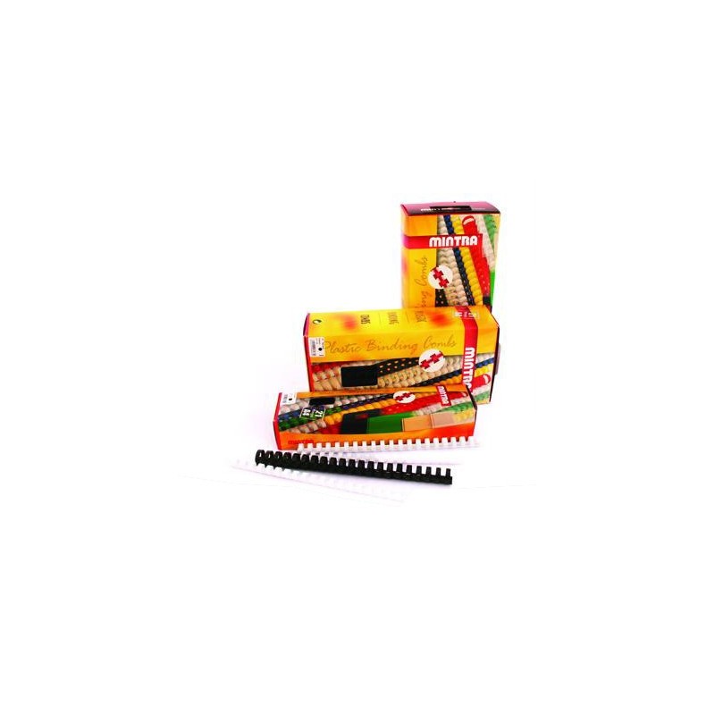  Boite de 100 baguettes spirales plastiques MINTRA 8 mm pour reliure A4 Col au choix 