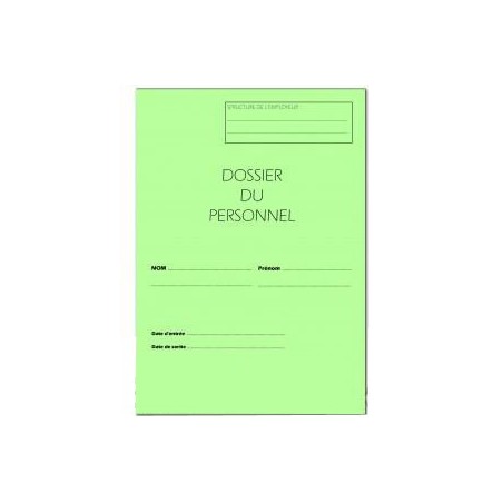  Bloc de 100 Dossiers "fiche du personnel" 24x32 cm 