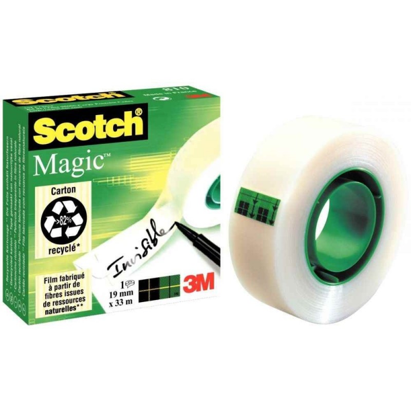  Lot de 10 rouleaux Adhésifs SCOTH Magic Invisibles 19 mm x33 m 