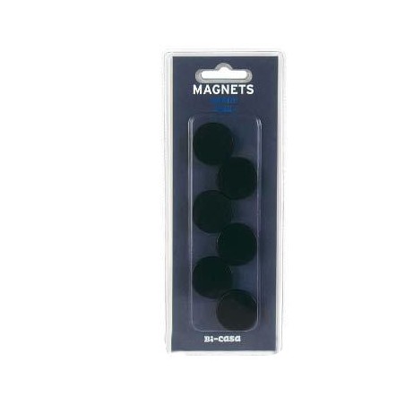  Pochette de 6 Aimants Magnétiques BI-OFFICE Noirs Dim Ø 30x5 mm 