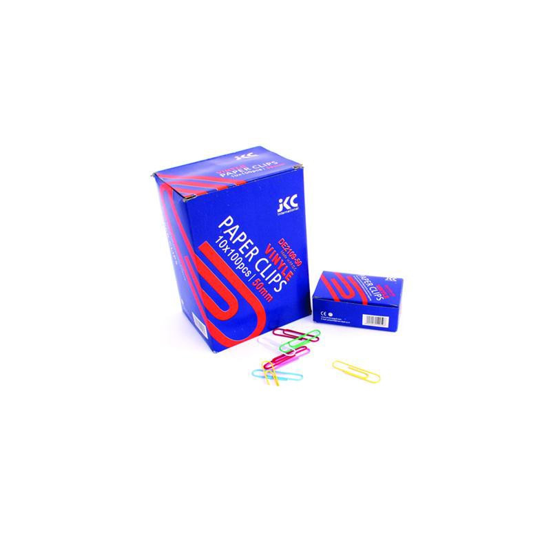  10 Boites de 100 Trombones plastifiées JKC Couleurs 28 mm 