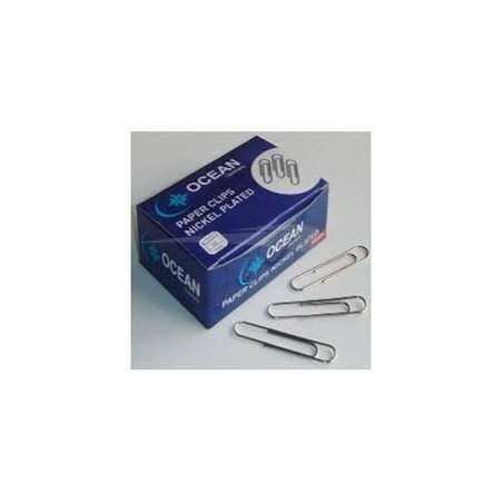  Lot de 10 Boites de 100 Trombones Ronds OCEAN Chrome 25 mm 