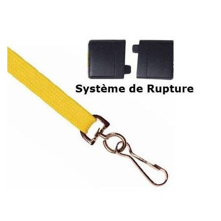  Lot de 20 Cordons en polyester tube 10 mm à mousqueton métal avec système de rupture 