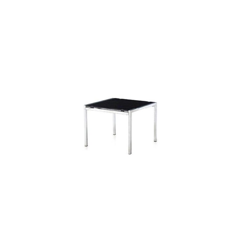 Table basse VERRA avec 4 pieds 60 x 60 cm en verre noir & chrome