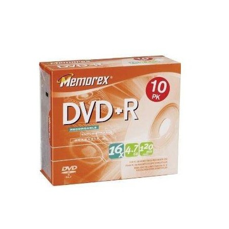  Boite de 10 DVD+R 4.7GB MEMOREX 16X avec Pochette 