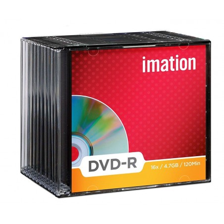  Boite de 10 DVD-R Imation 16X recordables 4.7 GB 120 min avec pochettes 