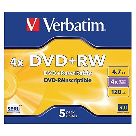  Boite de 5 DVD+RW réinscriptibles Verbatim 