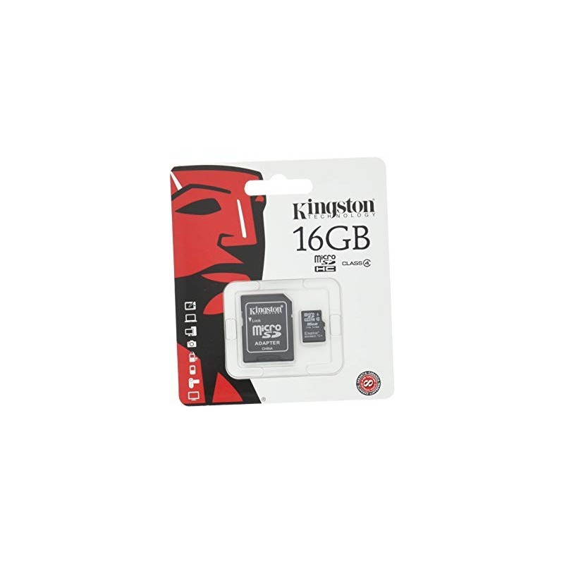  Carte Mémoire microSDHC KINGSTON 16GB Class 4 AVEC ADAPTEUR 